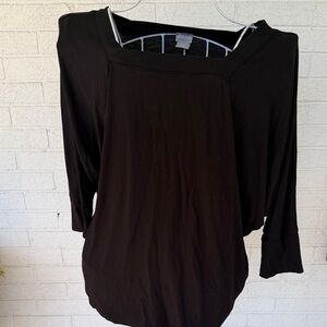 Chico's Classic Black 3/4 length Sleeve Tee Square Neck